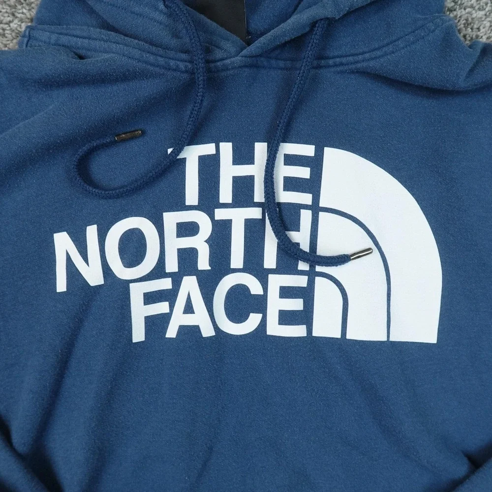 North Face Hoodie Mens XL Blue Logo Fleece Pullover Sweatshirt Sweater Outdoor